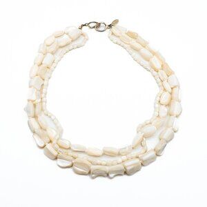 Vintage 18-Inch Express White Mother-of-Pearl Three Strand Necklace